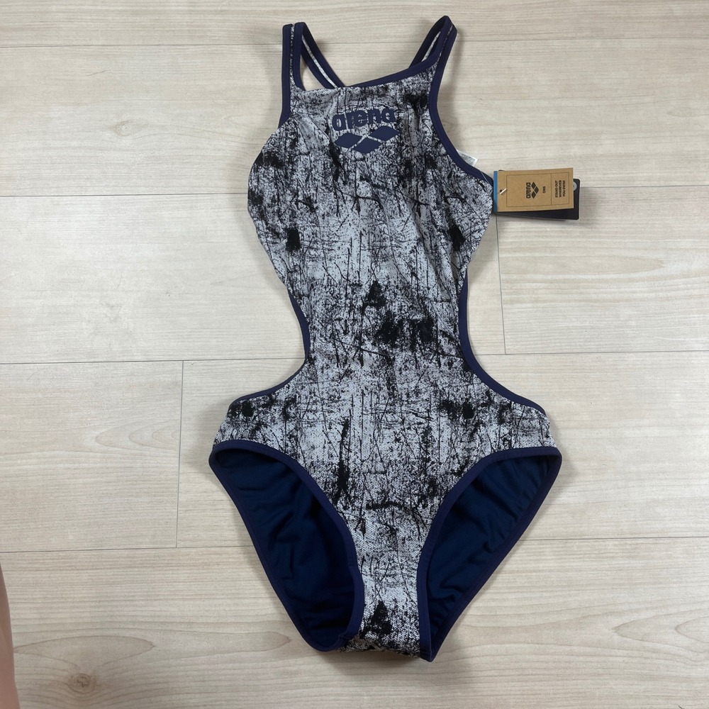 Arena One Lacquer One Piece Swimsuit Multi White-Navy Size 36 - Picture 3 of 7